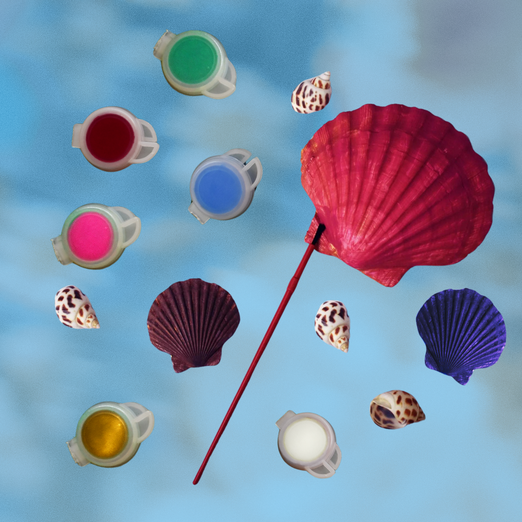 DIY Shell Painting Kit, Ocean-Themed Craft Activity for Adults and Kids, Includes Shells, Acrylic Paints, and Brushes | by Victory In Wellness