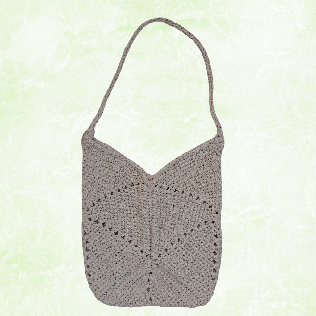 Crochet Shoulder Bag Boho Cotton Bag Handmade Tulip Tote Minimalist Woven Bag Small Summer Purse Gift for Her