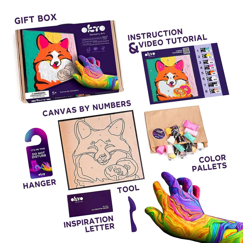 Coloring with clay set by numbers FOX