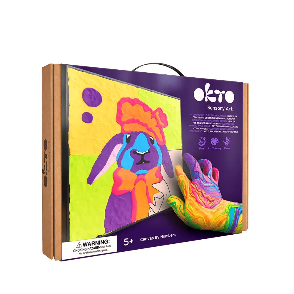 Coloring with clay set by numbers BUNNY