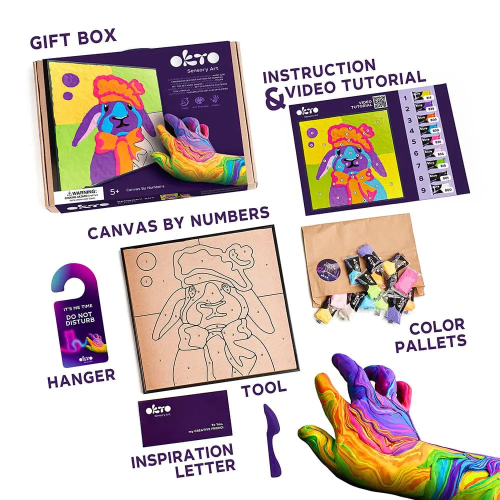 Coloring with clay set by numbers BUNNY