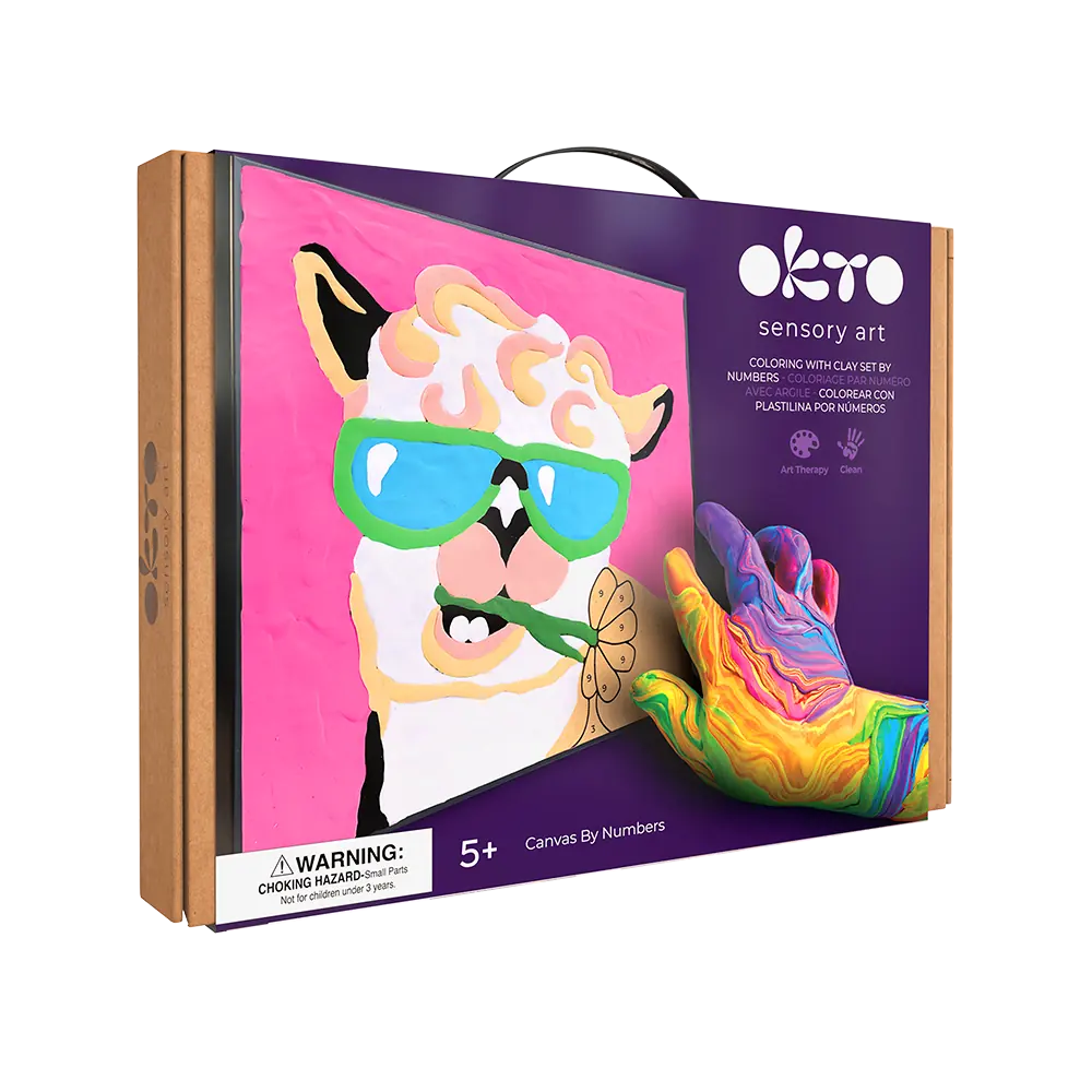 Coloring with clay set by numbers Lama