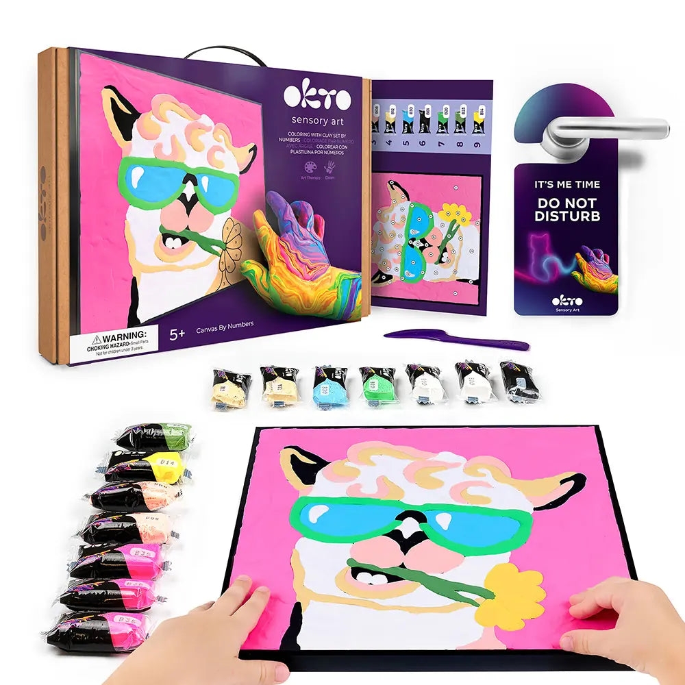Coloring with clay set by numbers Lama