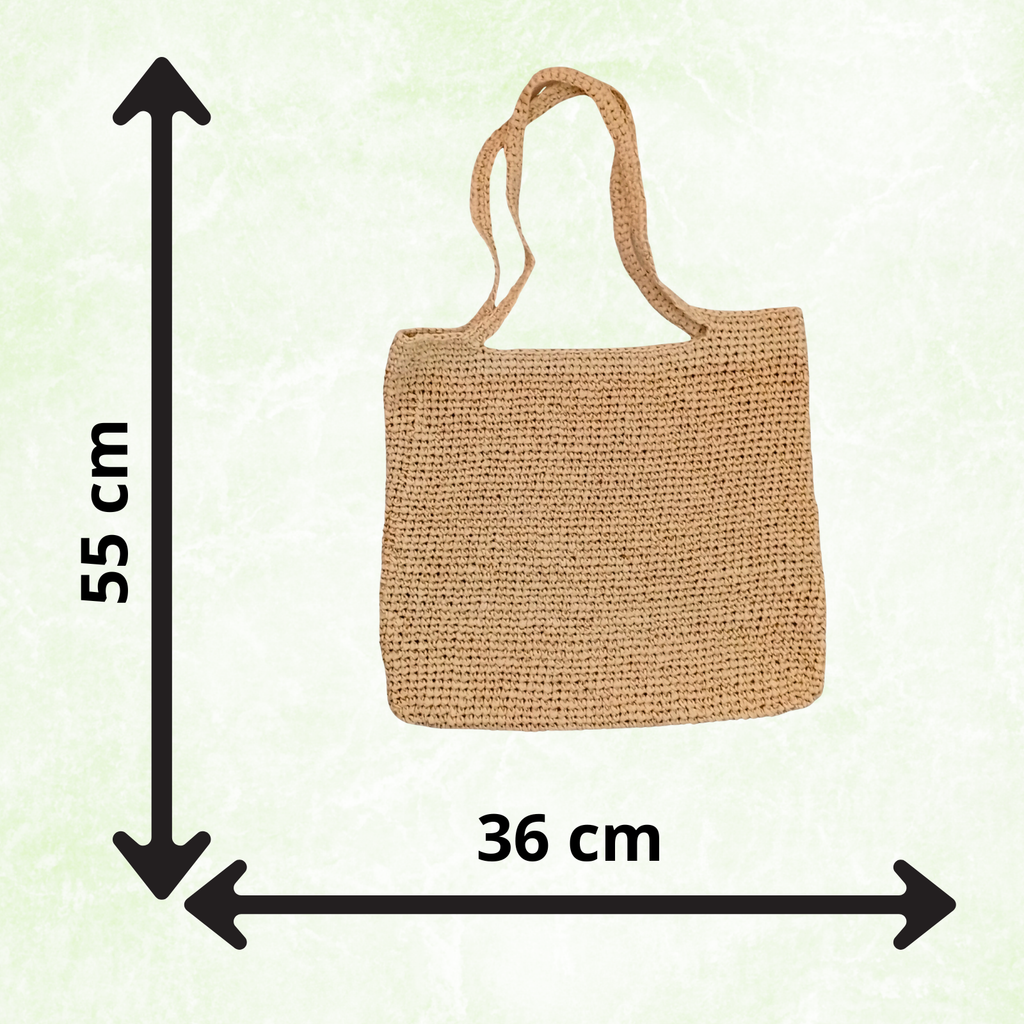 Crochet Raffia Tote Bag Large Capacity Minimalist Woven Shoulder Bag Summer Beach Shopper Handmade Boho Handbag Women Gift