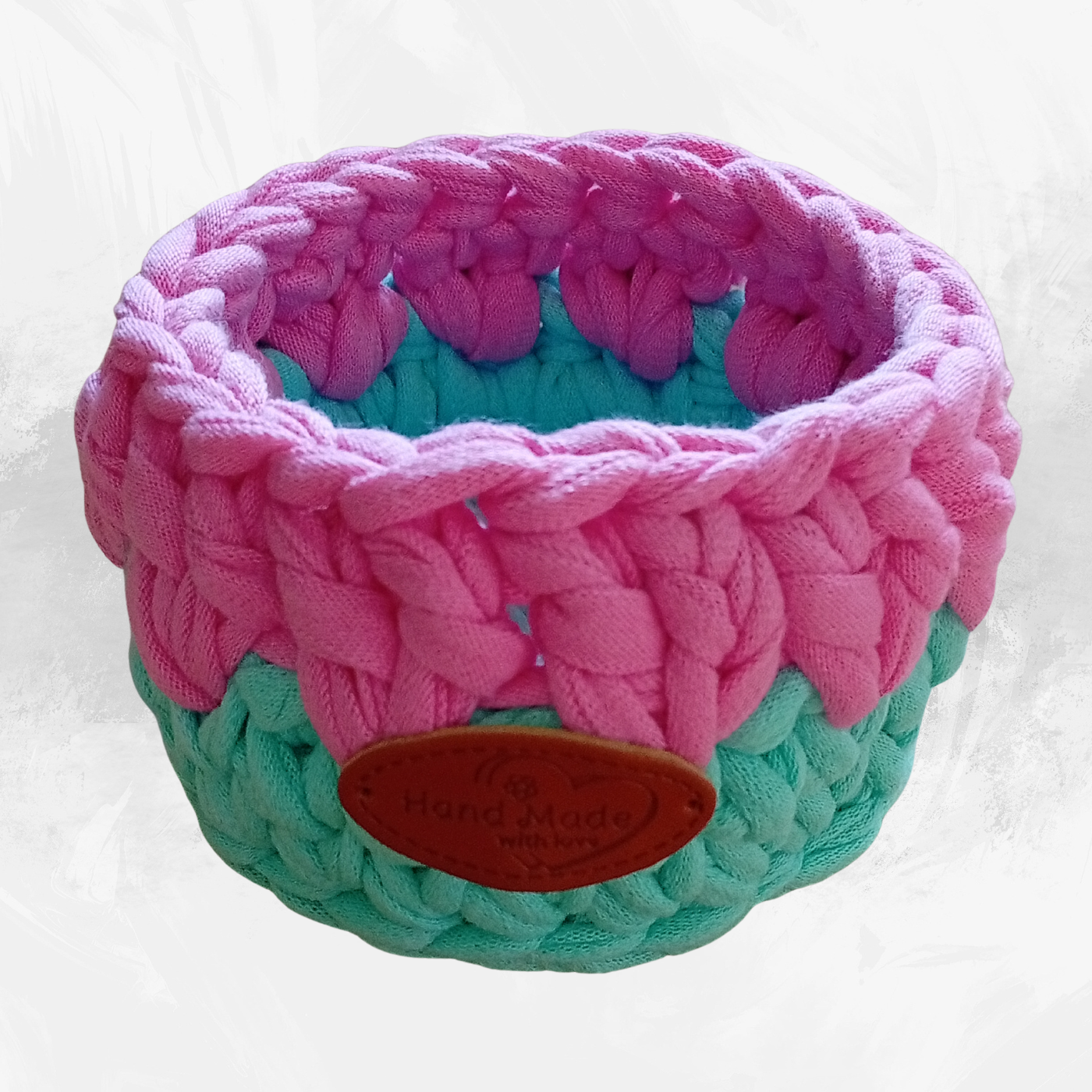 Handmade Crochet Storage Basket Set of 4 Two-Tone Colors
