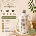 Crochet Water Bottle Holder Bag, Boho Bottle Carrier, Cotton Shoulder Sling, Handmade Drink Holder, Festival Crossbody Bag, Summer Gift
