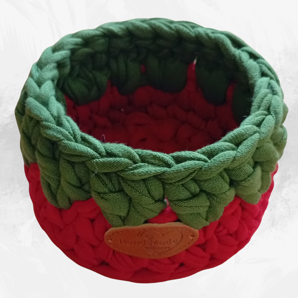 Handmade Crochet Storage Basket Set of 4 Two-Tone Colors
