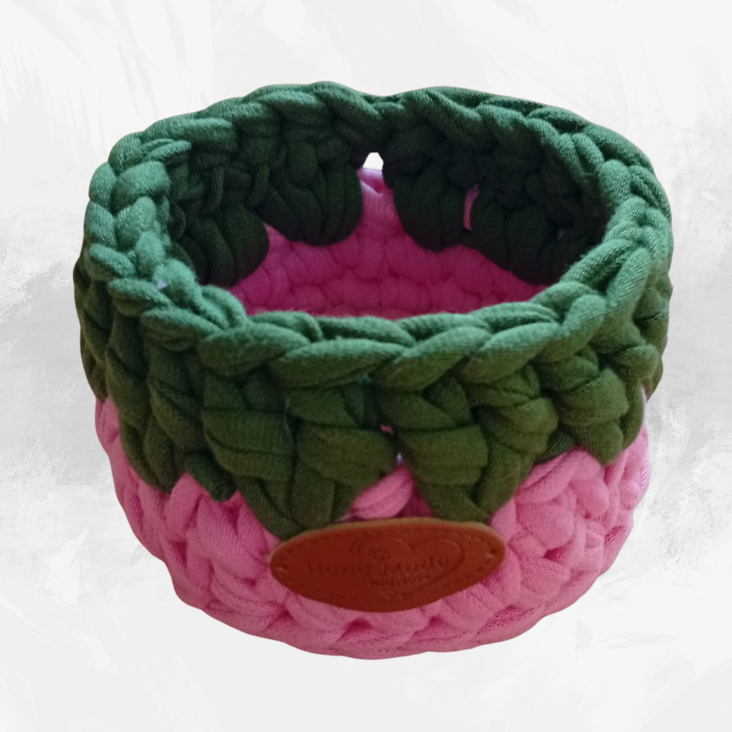 Handmade Crochet Storage Basket Set of 4 Two-Tone Colors