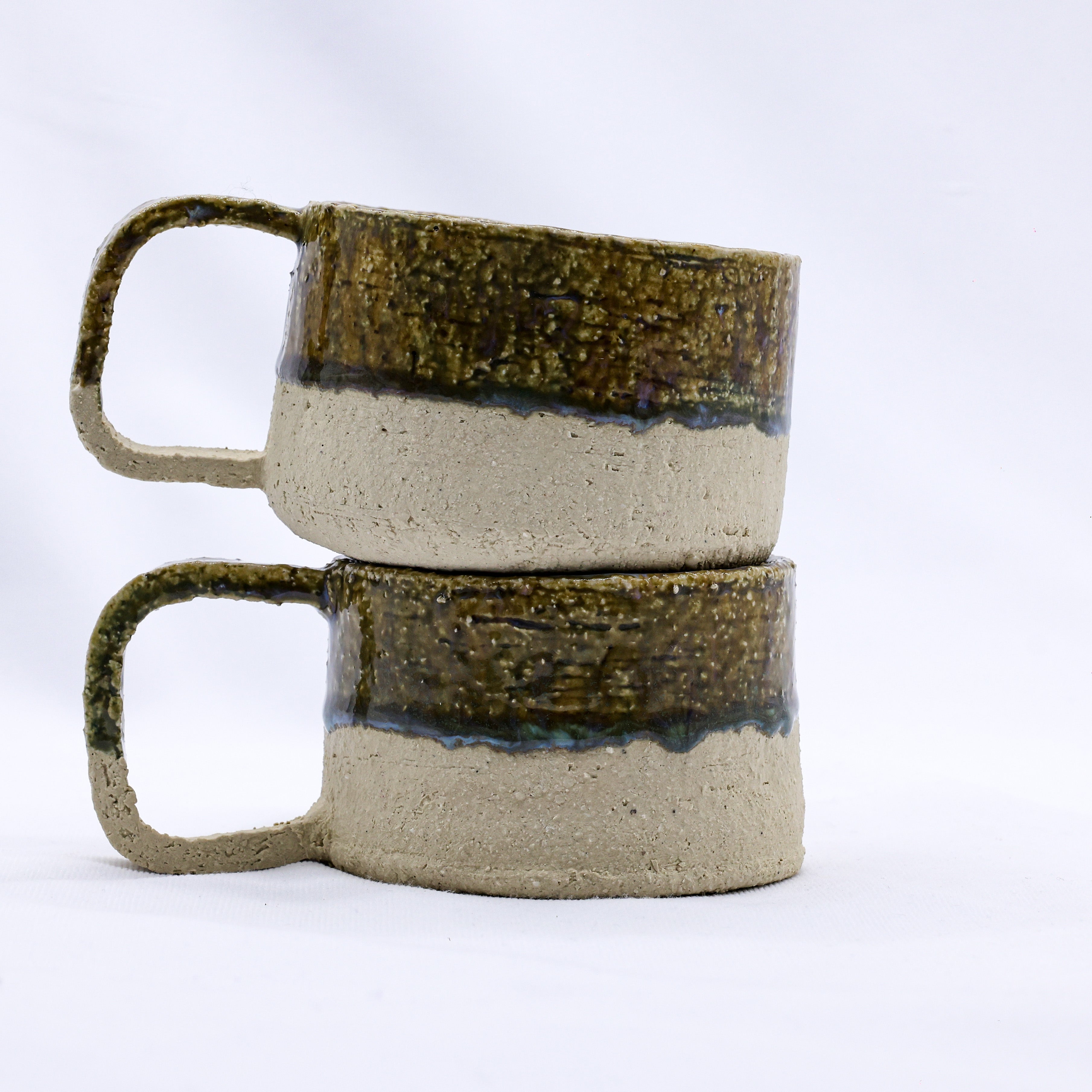 Beige Grande Handmade Milled Stoneware Big Ceramic Mug-3