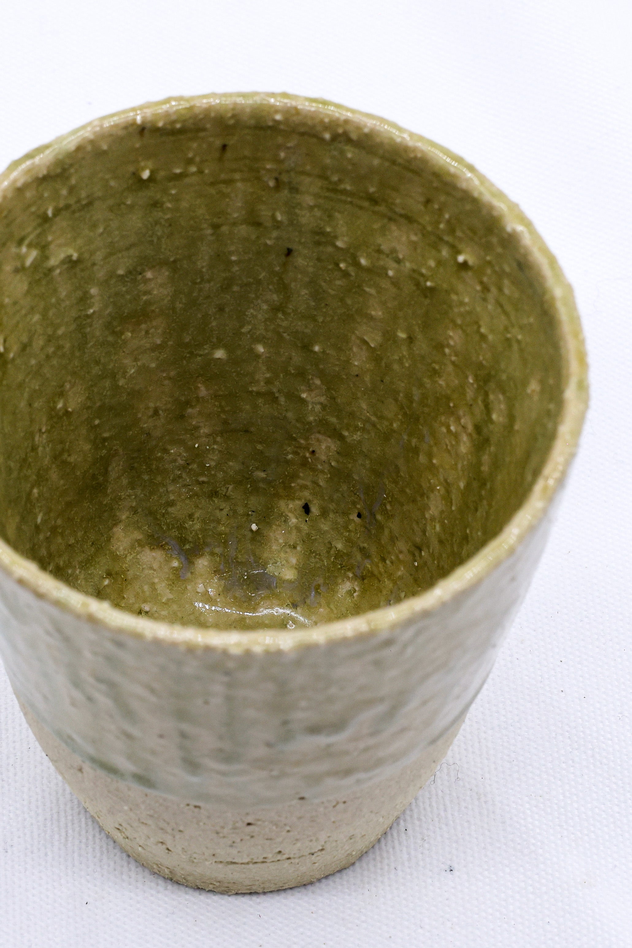 Beige Quadra Milled Stoneware Tall Handmade Ceramic Cup-1