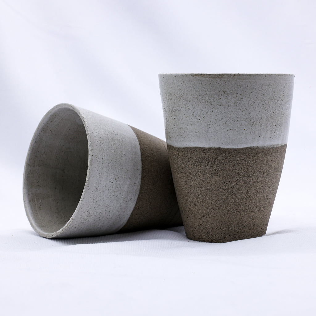 Bianca Quadra Green Handmade Ceramic Smoked Grey Stoneware Tall Ceramic Cup-3