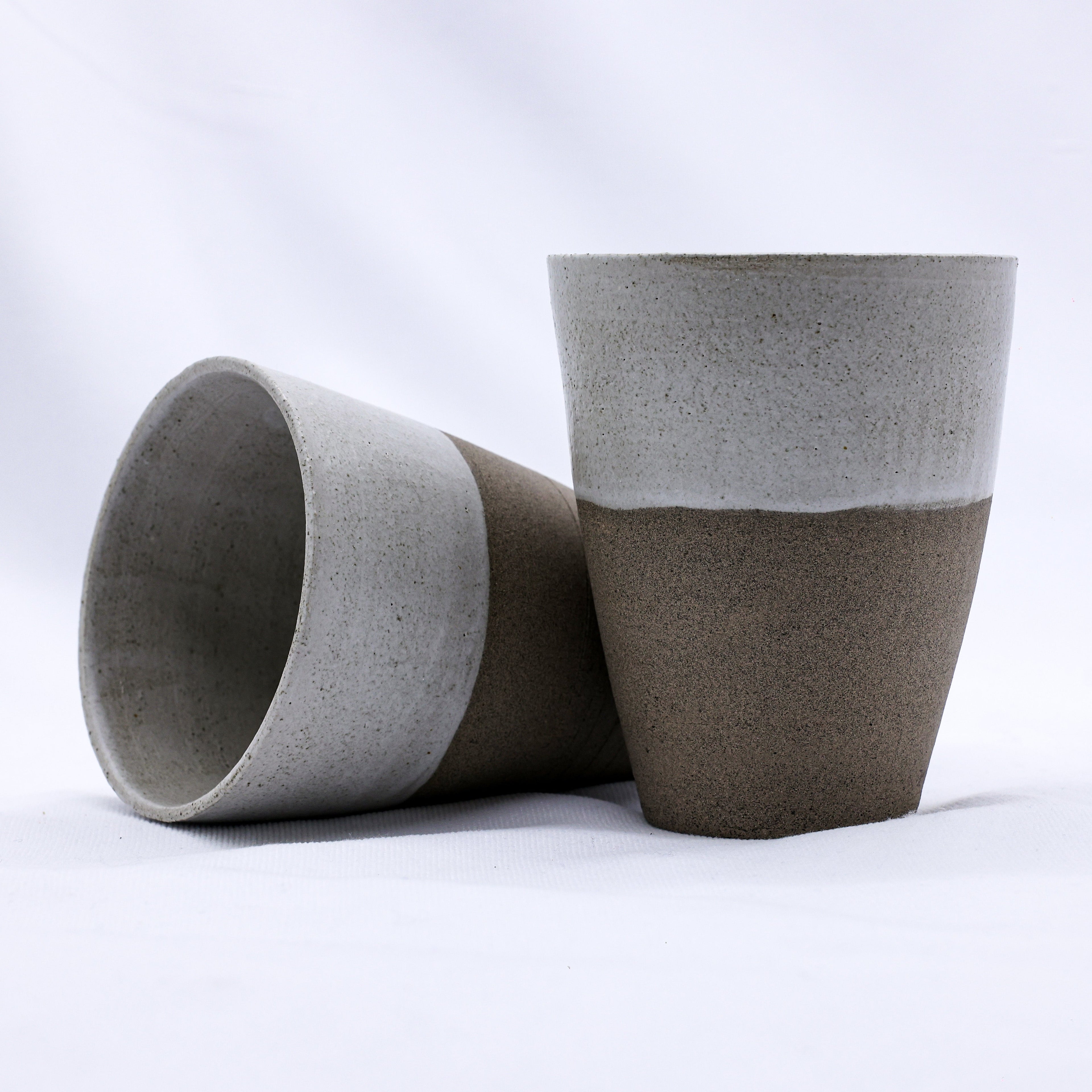 Bianca Quadra Green Handmade Ceramic Smoked Grey Stoneware Tall Ceramic Cup-3