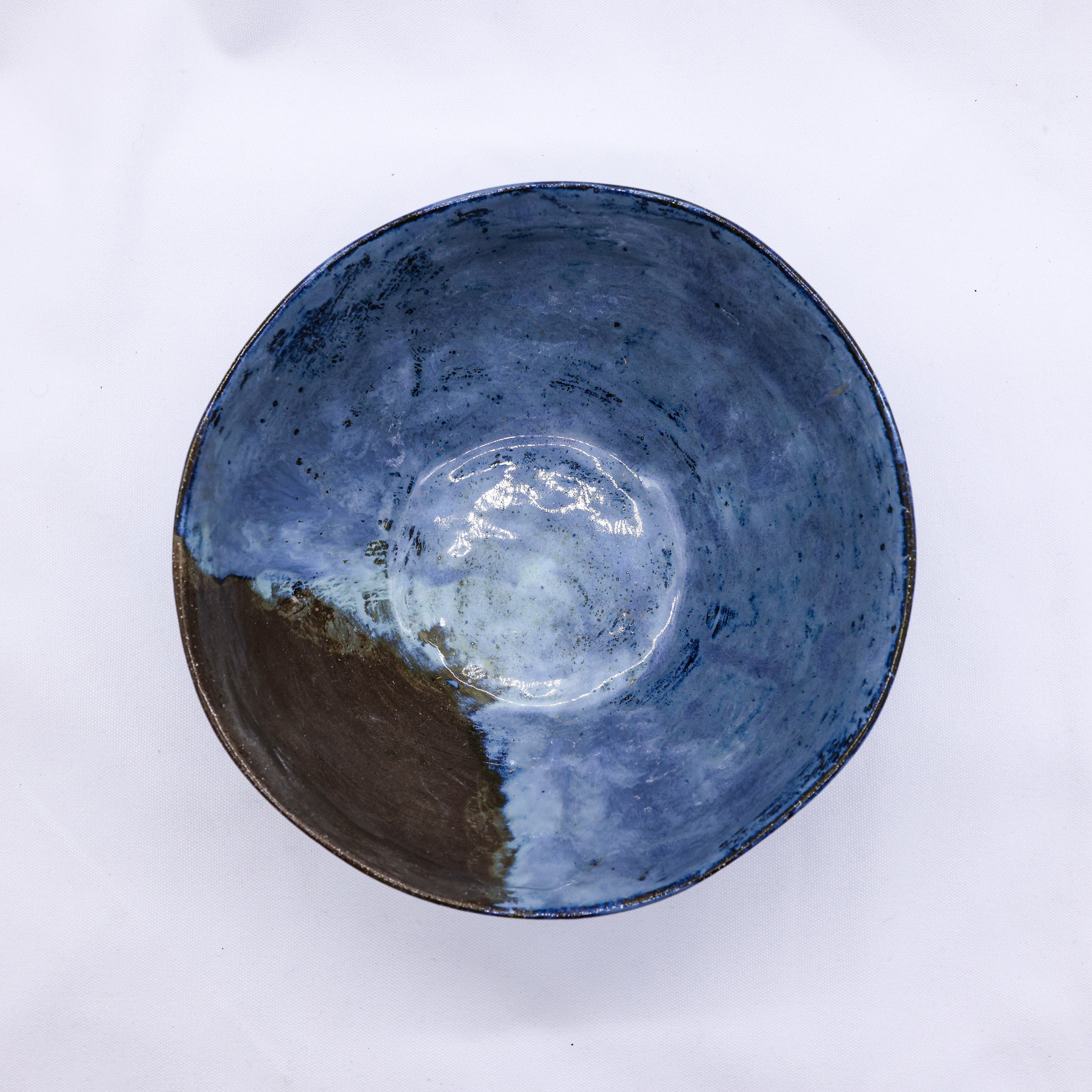 Large Smoked Grey Cold Aegean Fade Handmade Ceramic Stoneware Dinner Bowl-1