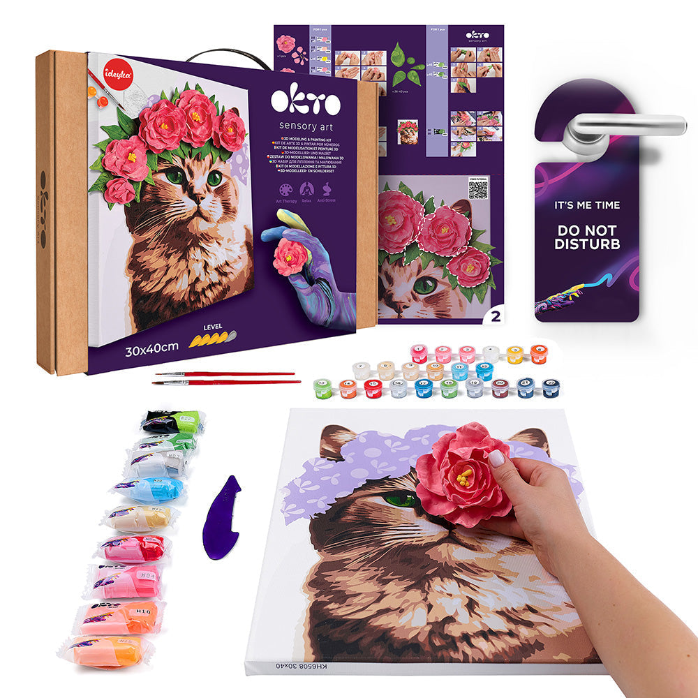 3D modeling+painting kit OKTO & Ideyka "A Cat in a Flower Crown"